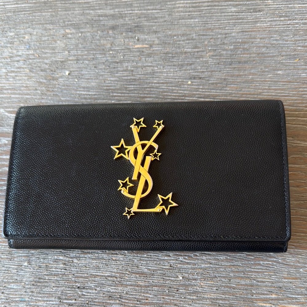YSL Gain de Poudre Star Studded Monogram wallet
